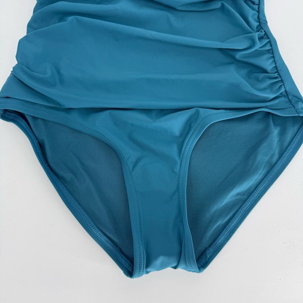 DKNY Ruffled One-Piece‎ Tummy Control Swimsuit Teal XS - Picture 6 of 9